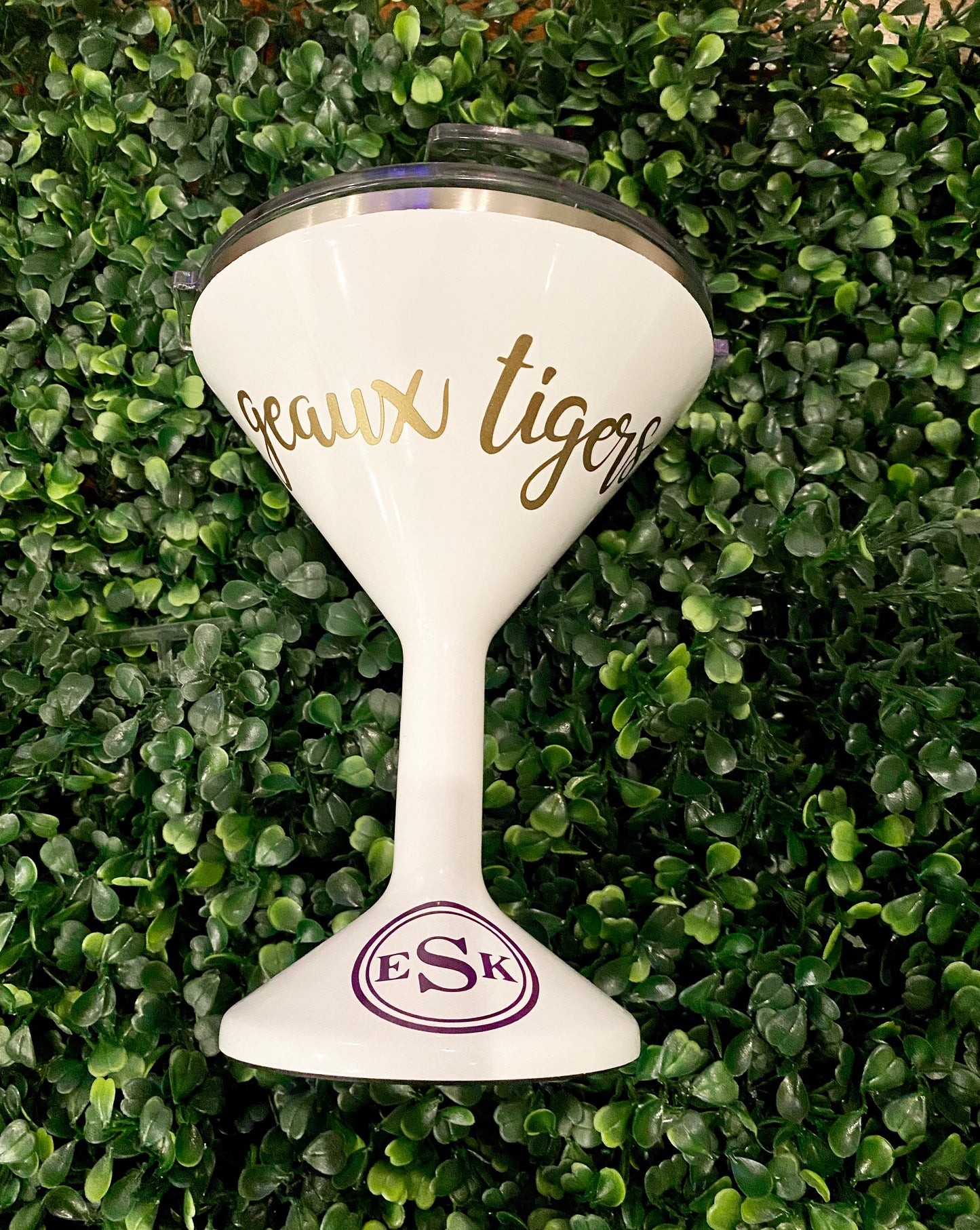 Geaux Tigers, Monogram, Personalized, Orca MarTini On the Go 8 oz, Pearl White Tini