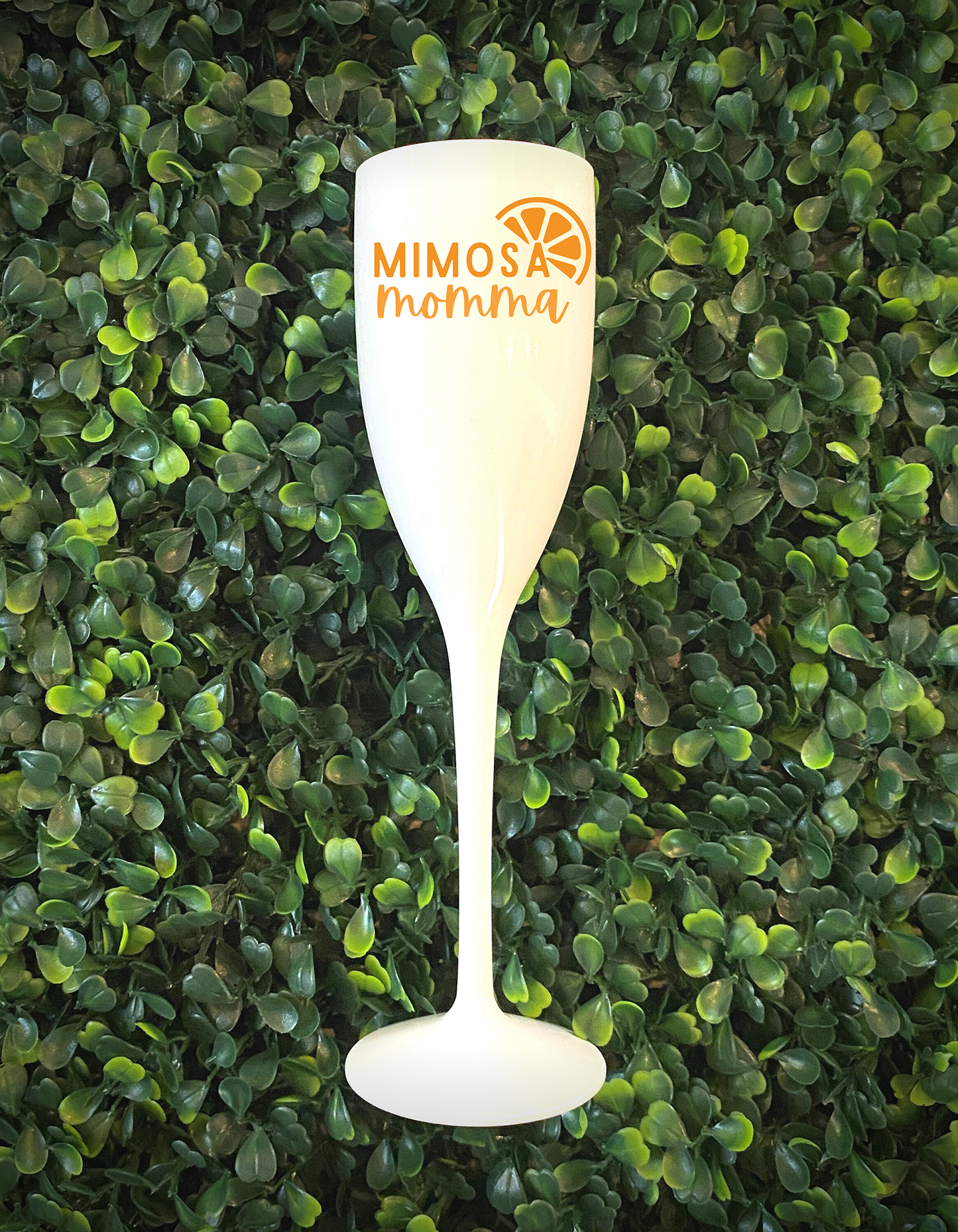 Mimosa Momma White Shatterproof Champagne Flute