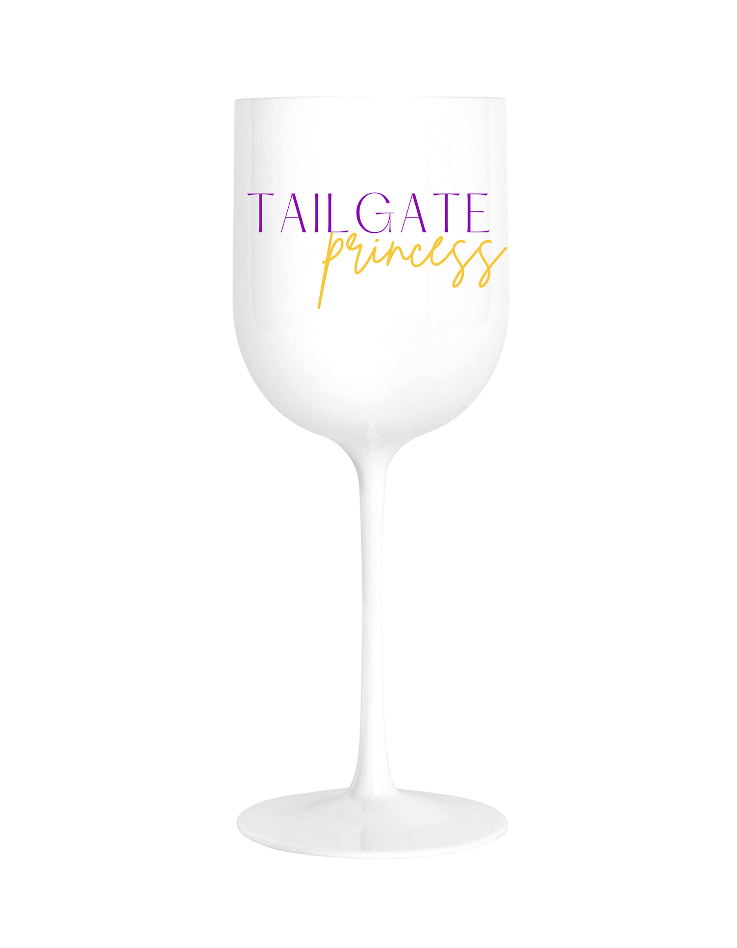 Tailgate Princess Purple and Gold White Shatterproof Wine Stemware