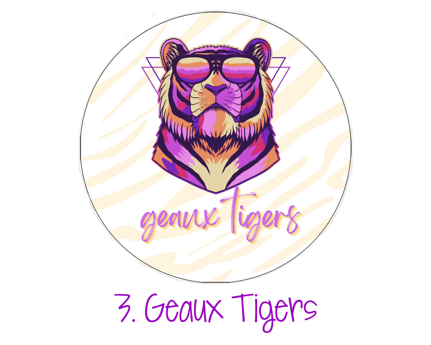 LSU Game Day Stickers, 3 inch circles